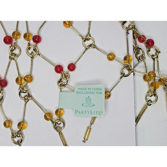 PartyLite Brown and Red Beaded Pillar/Shade Necklace Retired NIB P9381/P19C - Picture 3 of 5